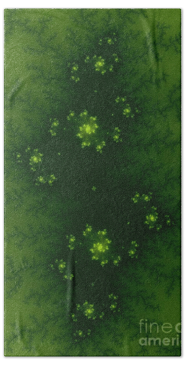 Green Bath Towel featuring the digital art Green Fractal #3 by Henrik Lehnerer