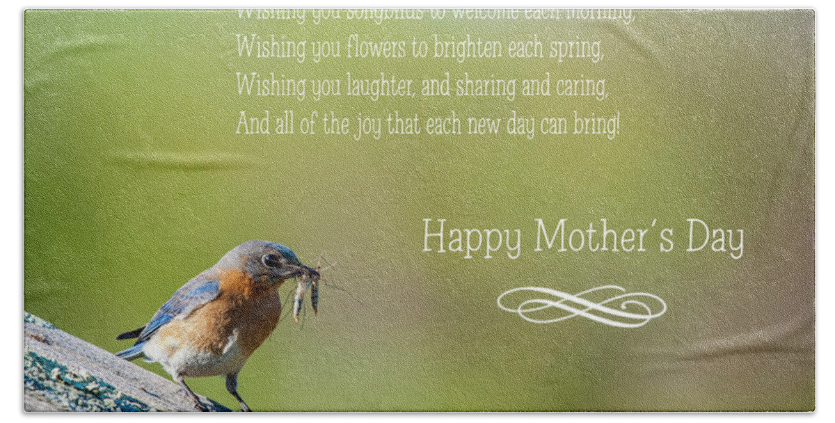 Bluebird Hand Towel featuring the photograph Happy Mothers Day by Cathy Kovarik