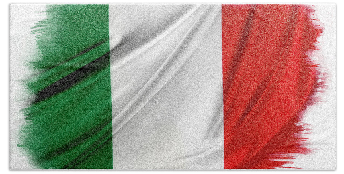 Flag Bath Towel featuring the photograph Italian flag #3 by Les Cunliffe