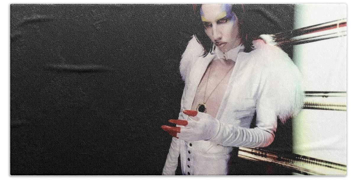 Marilyn Manson Bath Towel featuring the photograph Marilyn Manson #3 by Jackie Russo