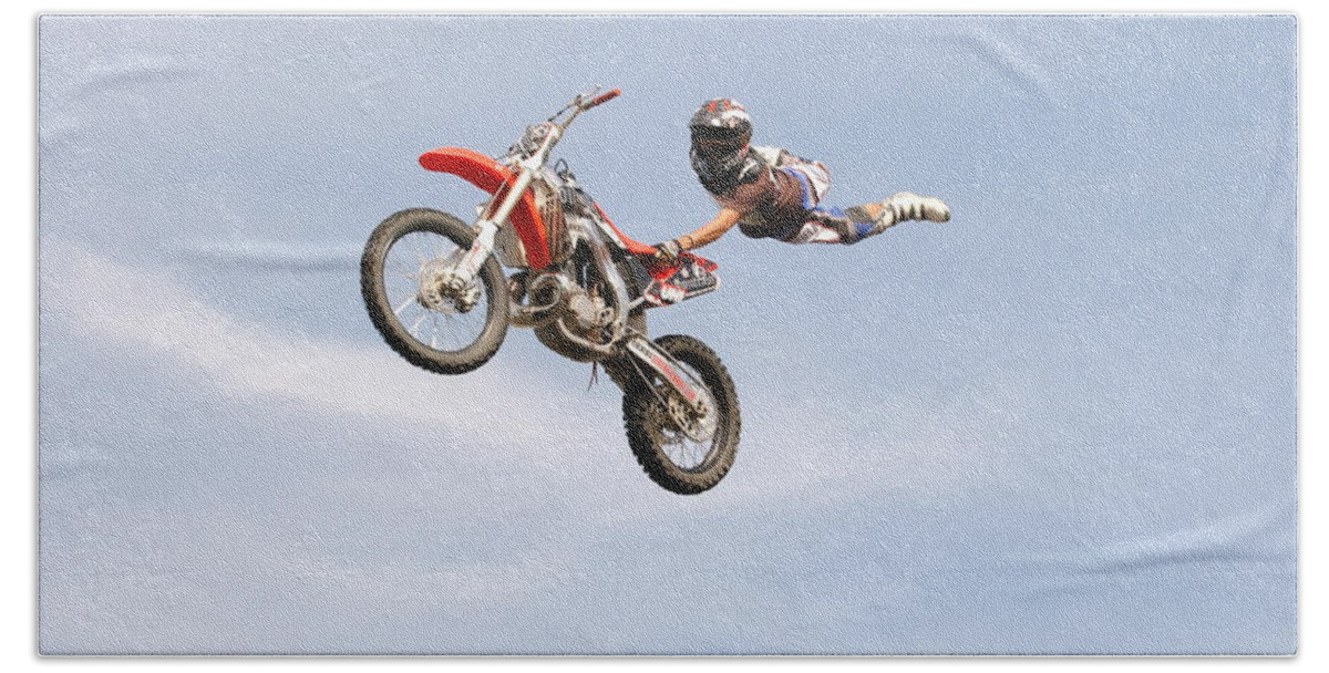 Motocross Bath Towel featuring the photograph Motocross #3 by Jackie Russo
