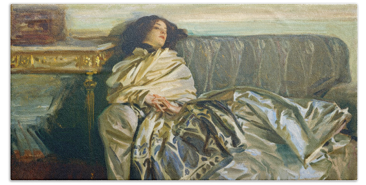 John Singer Sargent Bath Towel featuring the painting Nonchaloir. Repose by John Singer Sargent