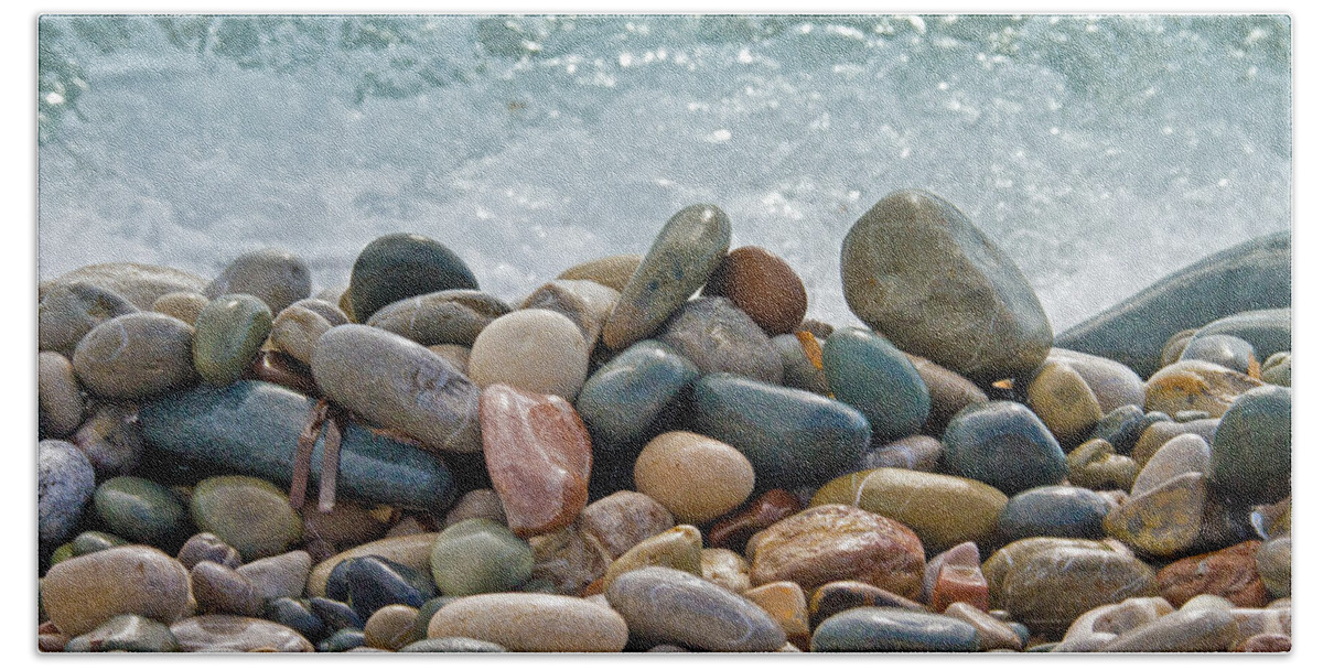 Ocean Stones Hand Towel featuring the photograph Ocean Stones #4 by Stelios Kleanthous
