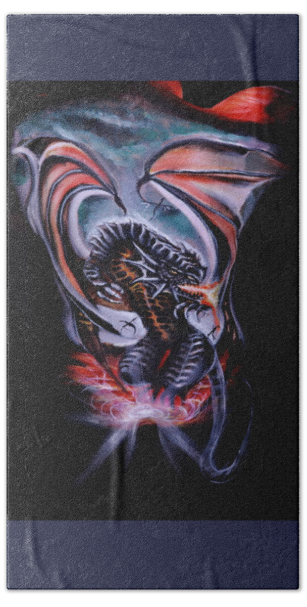 Dragon Hand Towel featuring the photograph Painful Release #4 by Angela Rene Roberts and Cully Firmin