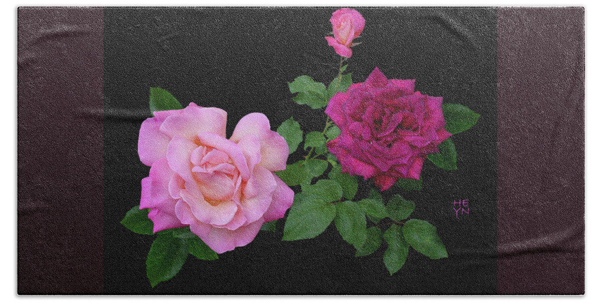 Cutout Bath Towel featuring the photograph 3 Pink Roses Cutout by Shirley Heyn