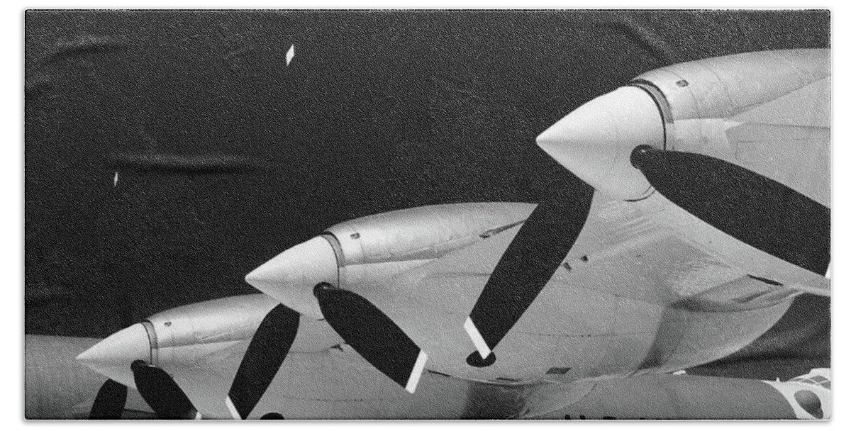 Plane Hand Towel featuring the photograph 3 Props bw #79 by Raymond Magnani