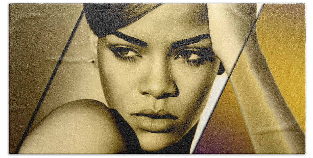 Rihanna Hand Towel featuring the mixed media Rhianna Collection #3 by Marvin Blaine