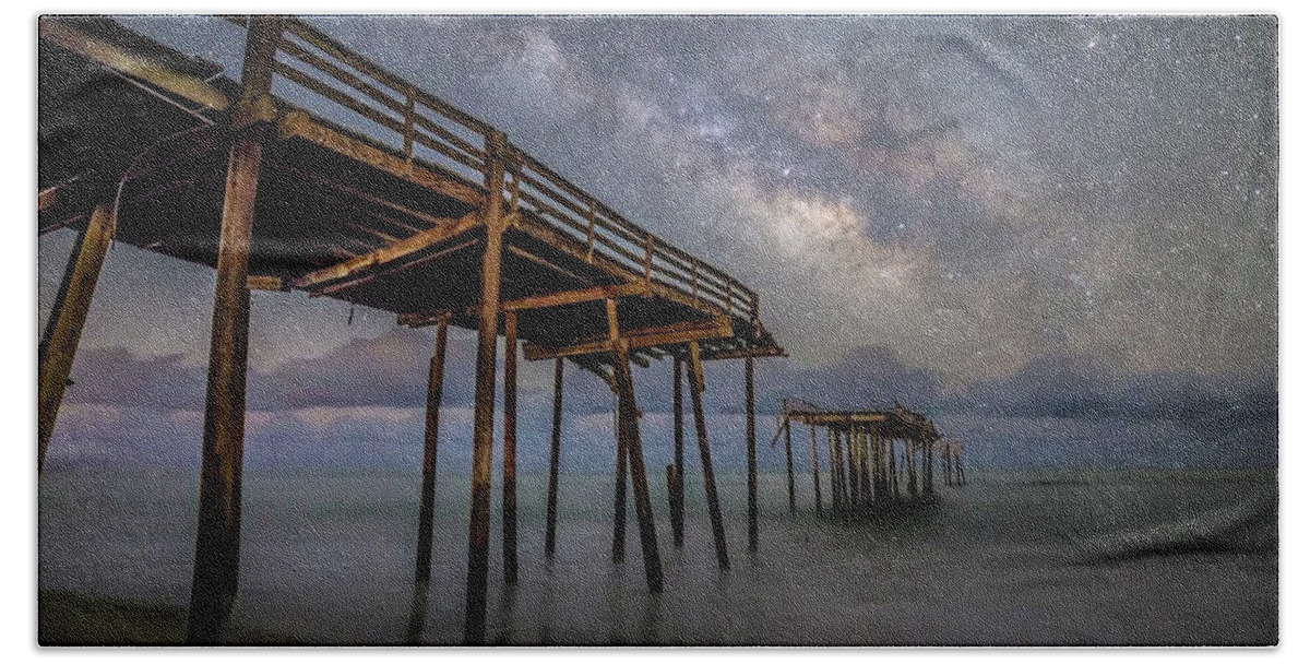 Obx Hand Towel featuring the photograph Stars Over Frisco #3 by Nick Noble