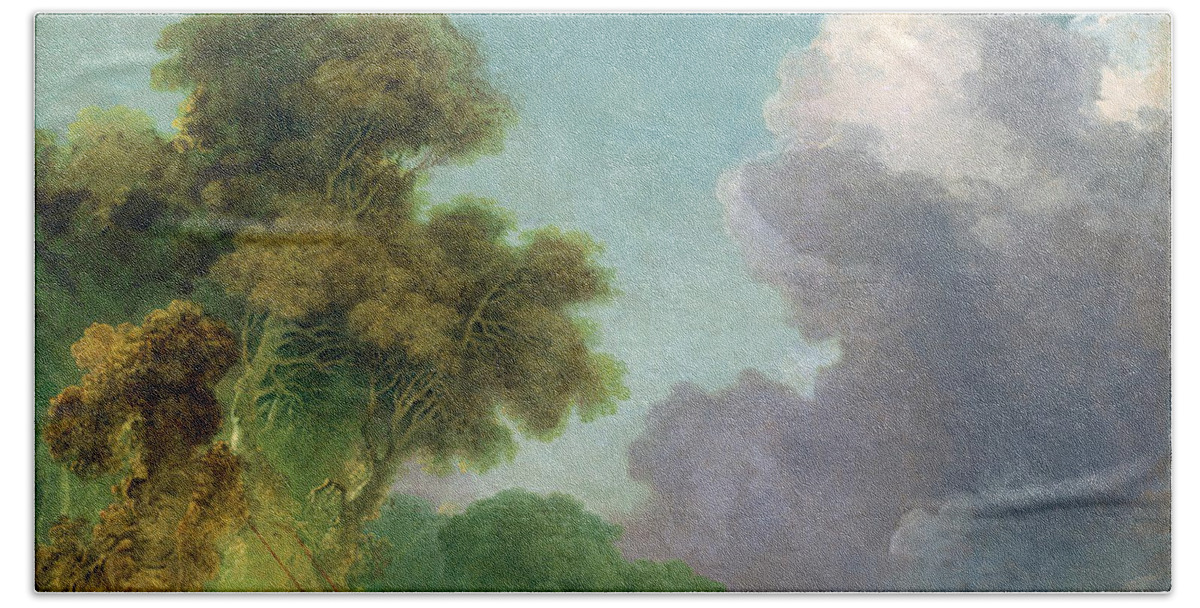 Jean-honore Fragonard Hand Towel featuring the painting The Swing #3 by Jean-Honore Fragonard