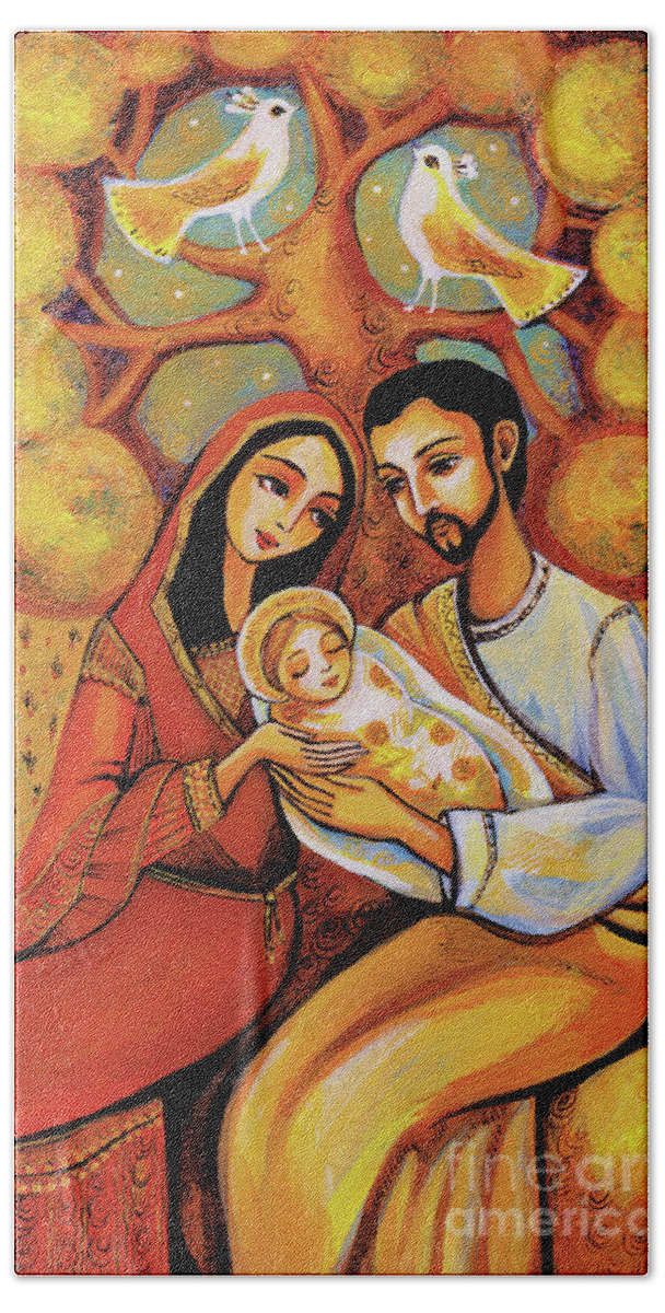 Holy Family Hand Towel featuring the painting Tree of Life by Eva Campbell