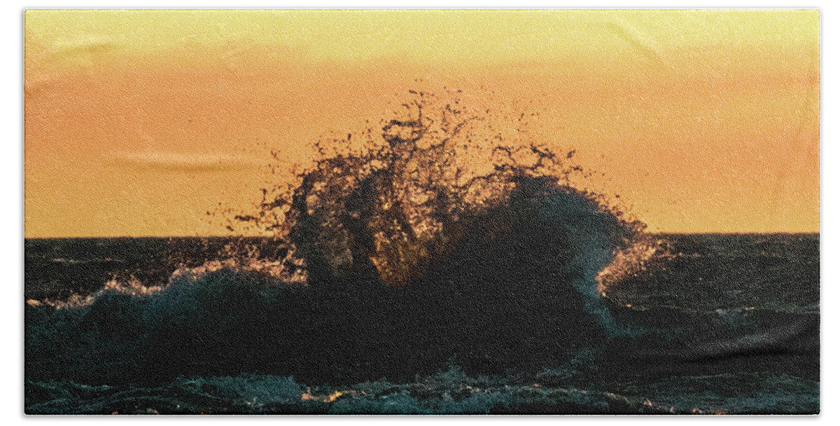 Lake Hand Towel featuring the photograph Lake Erie Waves #30 by Dave Niedbala