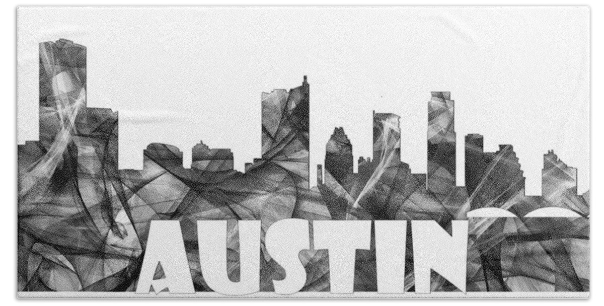 Austin Texas Skyline Bath Towel featuring the digital art Austin Texas Skyline #4 by Marlene Watson