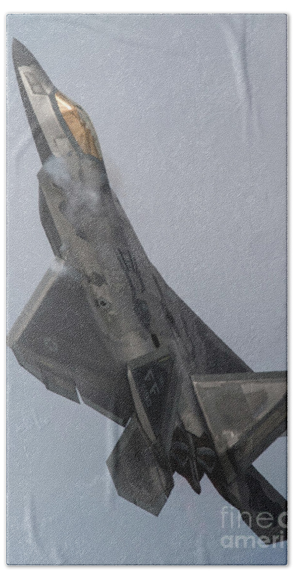 F22 Raptor Bath Towel featuring the digital art F-22 Raptor by Airpower Art