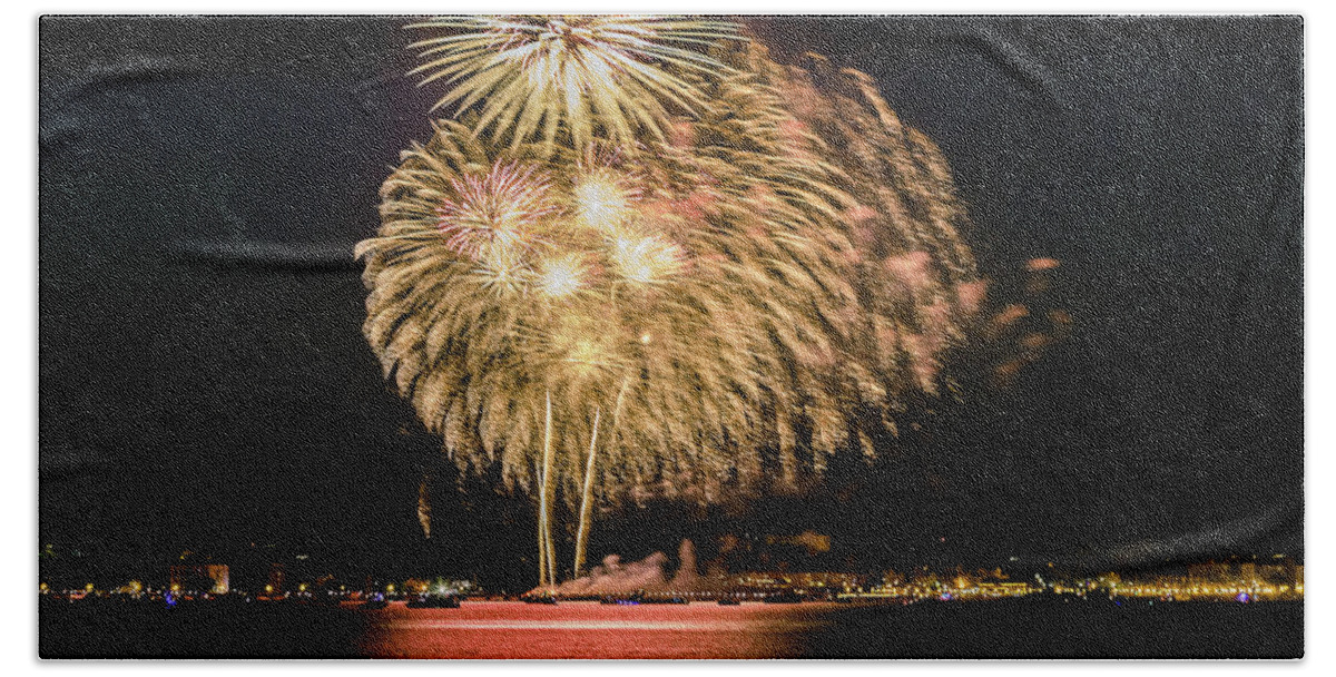 Anniversary Bath Towel featuring the photograph Fireworks #4 by SAURAVphoto Online Store