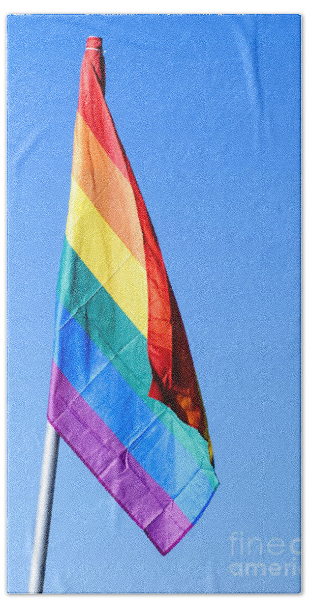 Rainbow Bath Towel featuring the photograph Gay rainbow flag #4 by Ilan Rosen