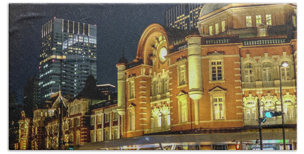 Japan Hand Towel featuring the photograph Tokyo Station #4 by Street Fashion News
