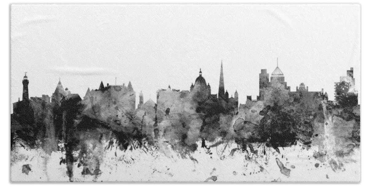 City Skyline Hand Towel featuring the digital art Victoria Canada Skyline #4 by Michael Tompsett