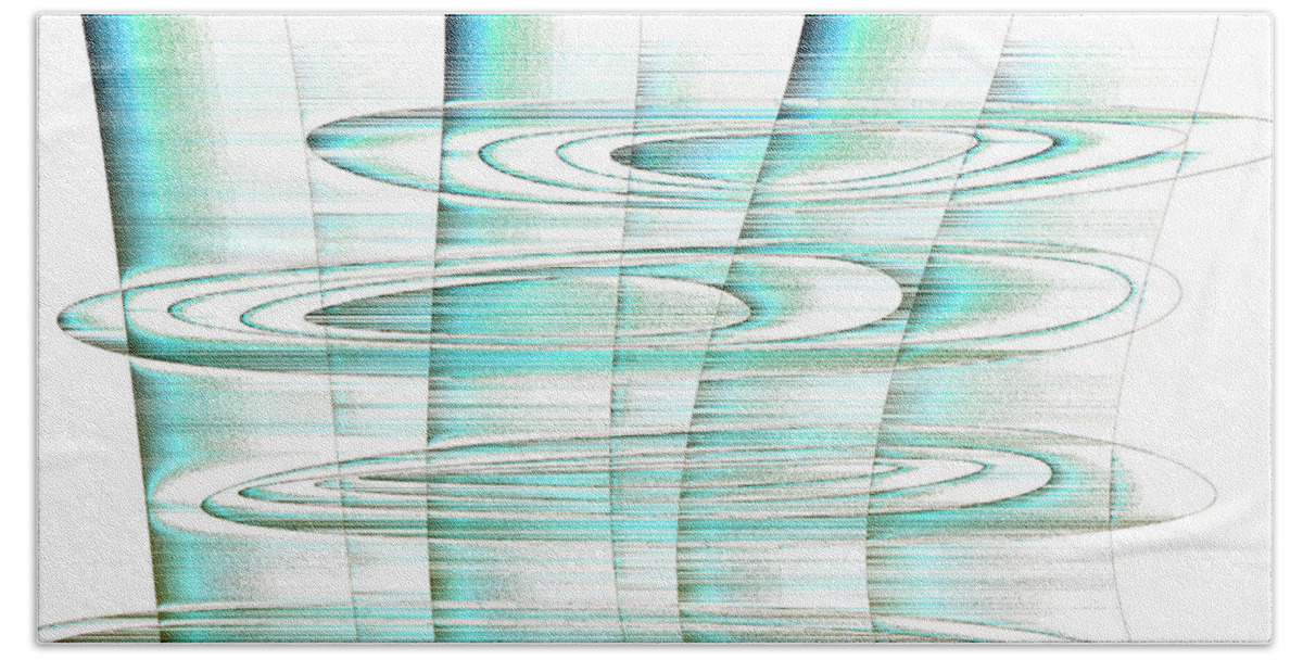 Rithmart Abstract Fade Fading Lines Organic Random Computer Digital Shapes Changing Colors Directions Egham Fading Lines Shapes Bath Towel featuring the digital art 4x3.77-#rithmart by Gareth Lewis