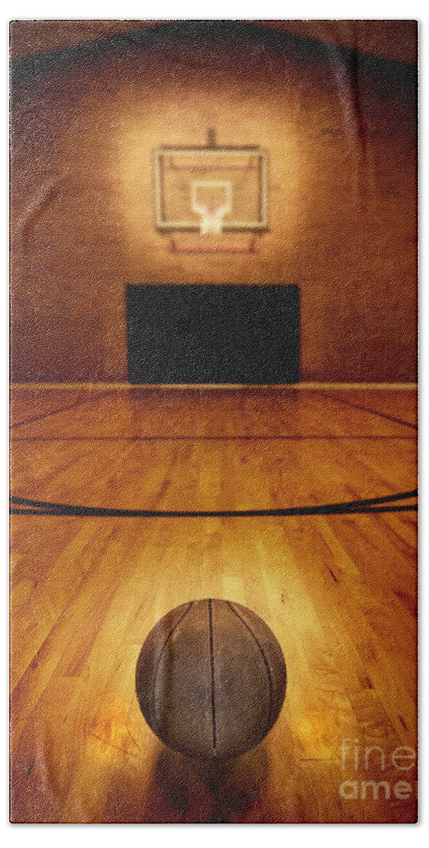 Sports Bath Sheet featuring the photograph Basketball and Basketball Court #7 by Lane Erickson