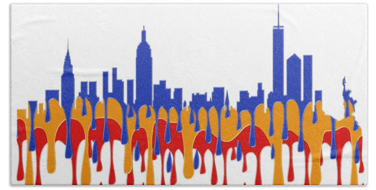 New York Ny Skyline Bath Towel featuring the digital art New York NY Skyline #5 by Marlene Watson