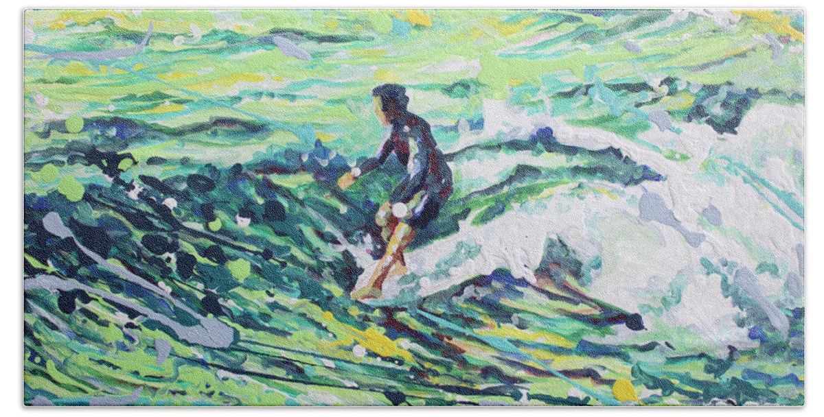 Surf Art Bath Towel featuring the painting 5 On The Nose by William Love