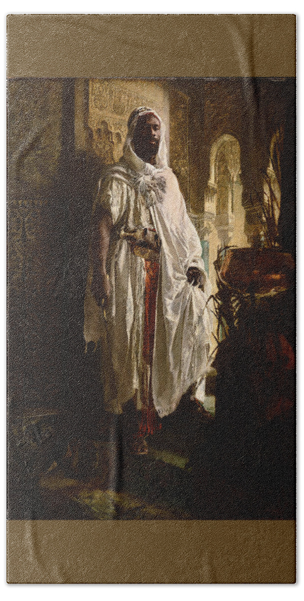 Eduard Charlemont Hand Towel featuring the painting The Moorish Chief #5 by Eduard Charlemont
