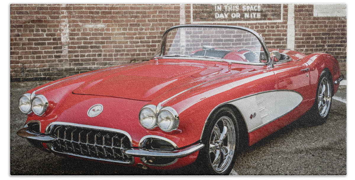 Car Bath Towel featuring the photograph 57' Corvette by David Barile