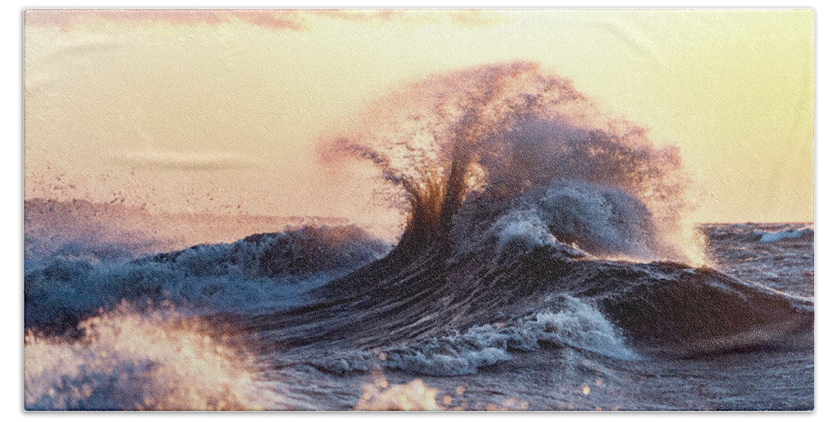 Waves Bath Towel featuring the photograph Lake Erie Waves #57 by Dave Niedbala