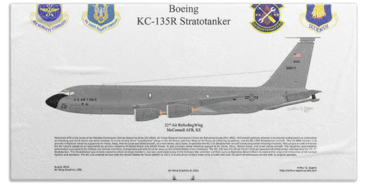 Boeing Hand Towel featuring the digital art Boeing KC-135R Stratotanker #5 by Arthur Eggers
