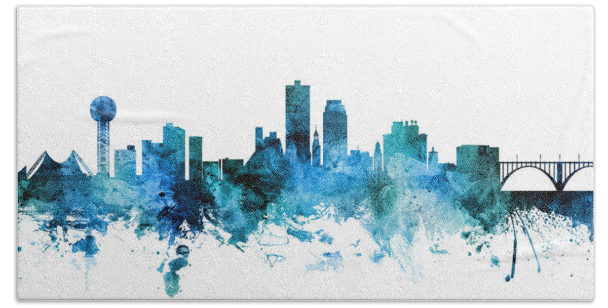 United States Hand Towel featuring the digital art Knoxville Tennessee Skyline by Michael Tompsett