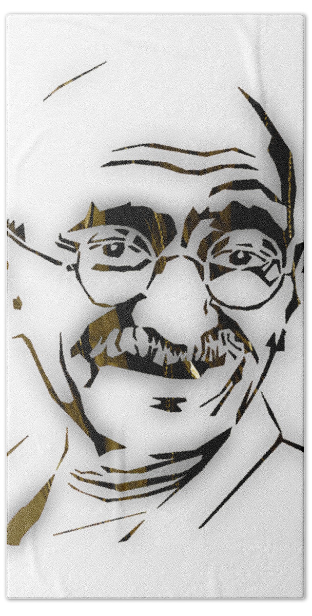 Gandhi Bath Towel featuring the mixed media Mahatma Gandhi Collection #6 by Marvin Blaine