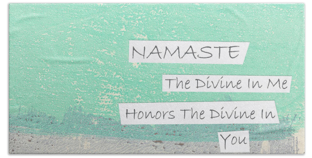 Namaste Bath Towel featuring the painting Namaste #6 by Linda Woods