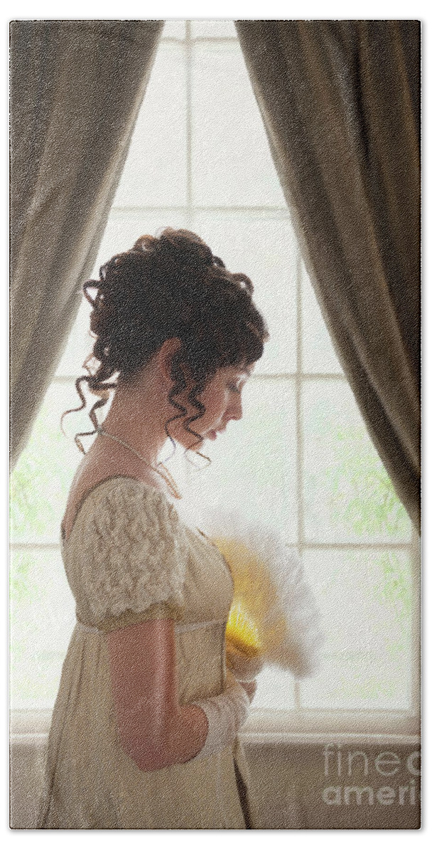 Regency Bath Towel featuring the photograph Regency Woman At The Window #6 by Lee Avison
