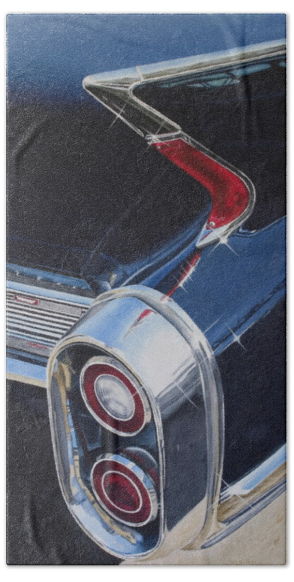 Cadillac Bath Towel featuring the painting 60 Cadillac Coupe de Ville by Rob De Vries