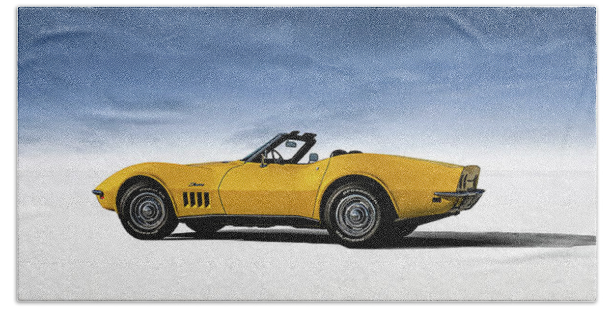Corvette Hand Towel featuring the digital art '69 Corvette Sting Ray #69 by Douglas Pittman