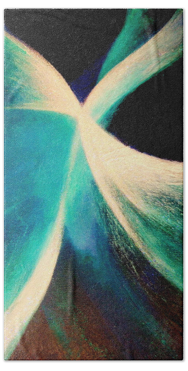 Circulation.light.into Sea.birth.earth.moment.spiritual. Hand Towel featuring the painting Circulation #8 by Kumiko Mayer