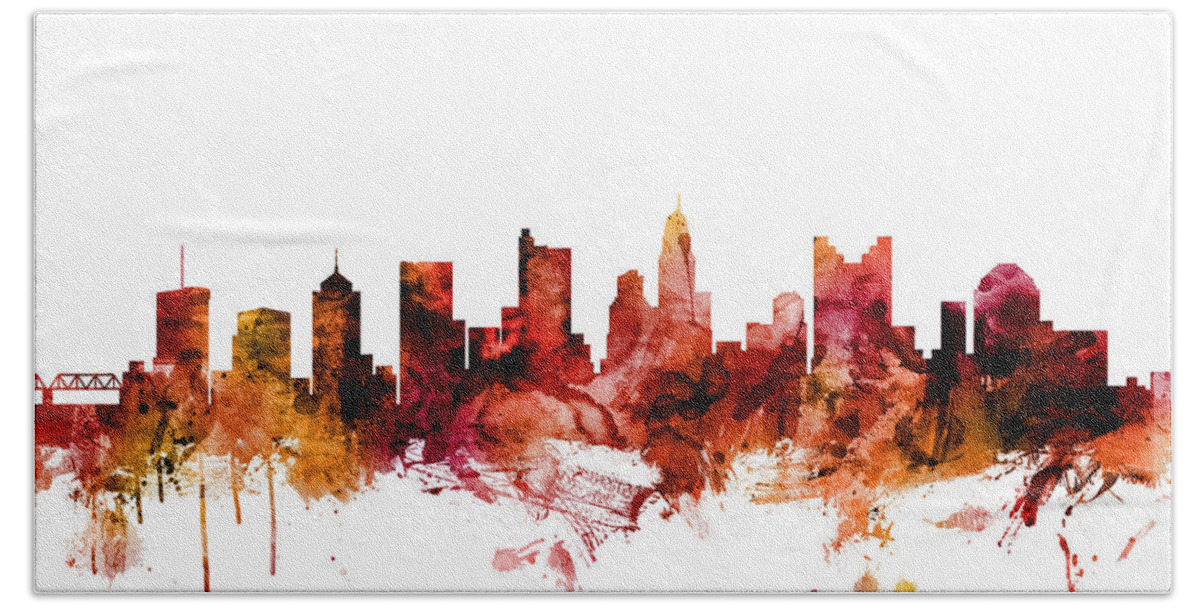 Columbus Hand Towel featuring the digital art Columbus Ohio Skyline #7 by Michael Tompsett