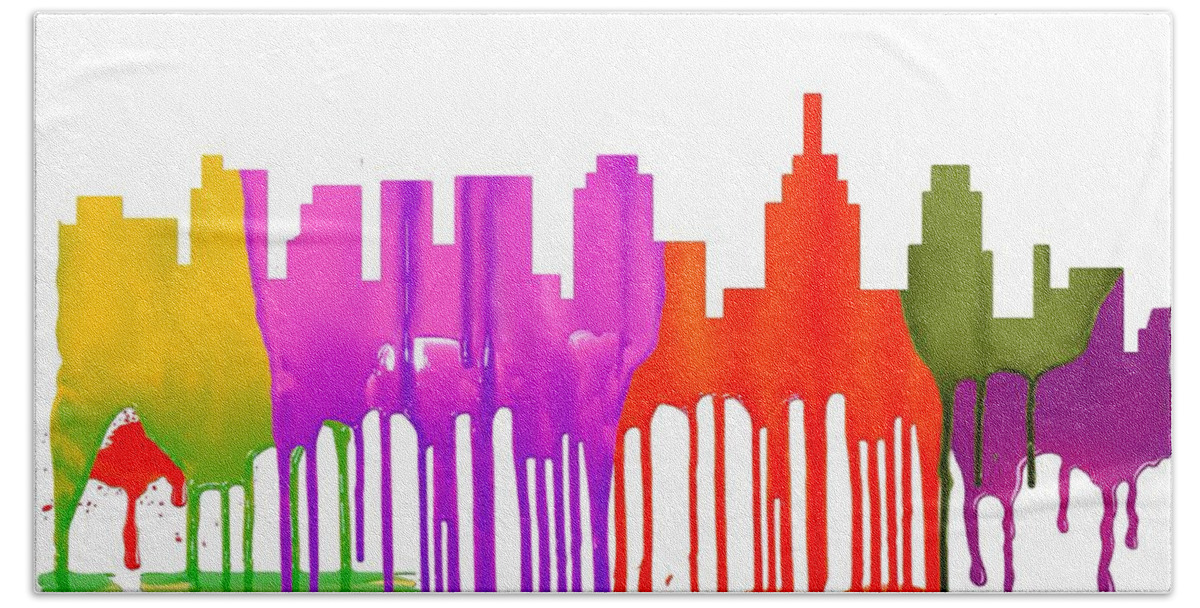 Philadelphia Pennsylvania Skyline Bath Towel featuring the digital art Philadelphia Pennsylvania Skyline #7 by Marlene Watson