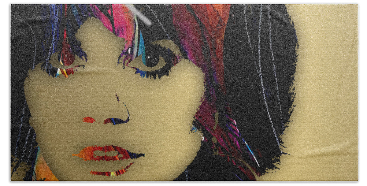 Linda Ronstadt Bath Towel featuring the mixed media Linda Ronstadt Collection #8 by Marvin Blaine