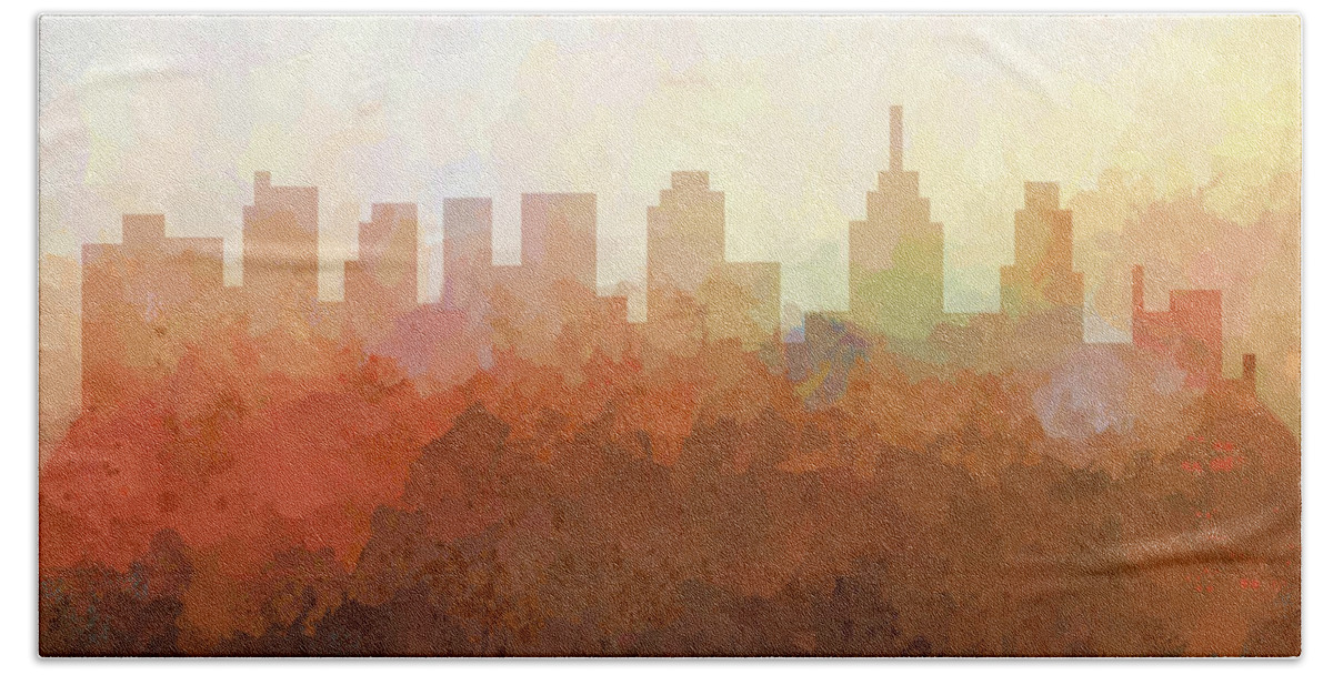 Philadelphia Pennsylvania Skyline Hand Towel featuring the digital art Philadelphia Pennsylvania Skyline #9 by Marlene Watson