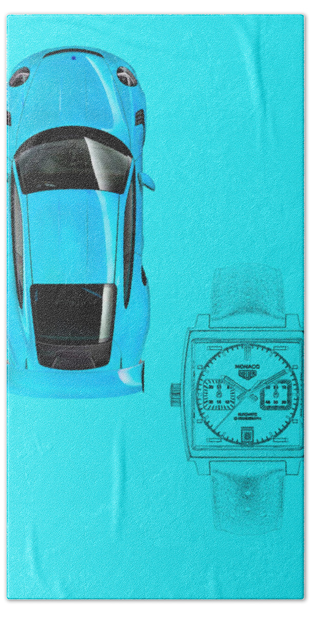 Porsche Bath Towel featuring the digital art 911 Gt3 Tag Heuer by Roger Lighterness