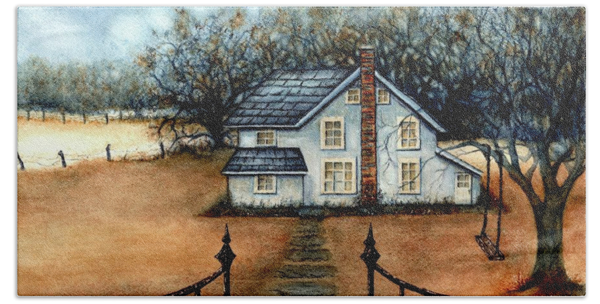 House Hand Towel featuring the painting A country Home by Janine Riley