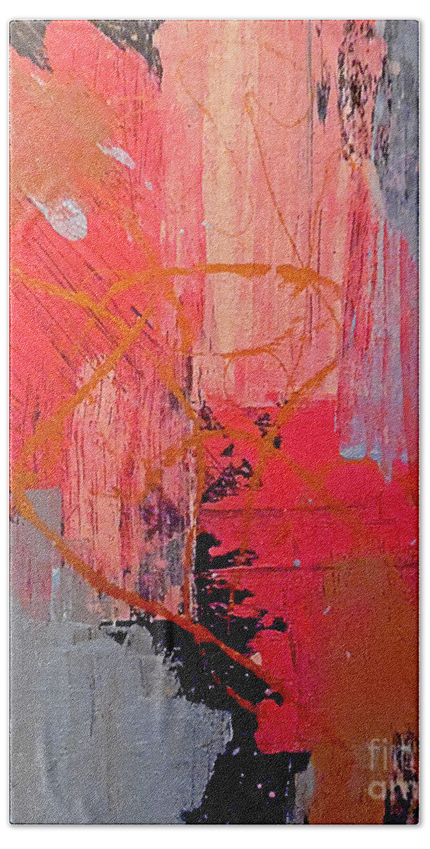 Pink Abstract Hand Towel featuring the painting A Few of My Favorite Things by Jilian Cramb - AMothersFineArt