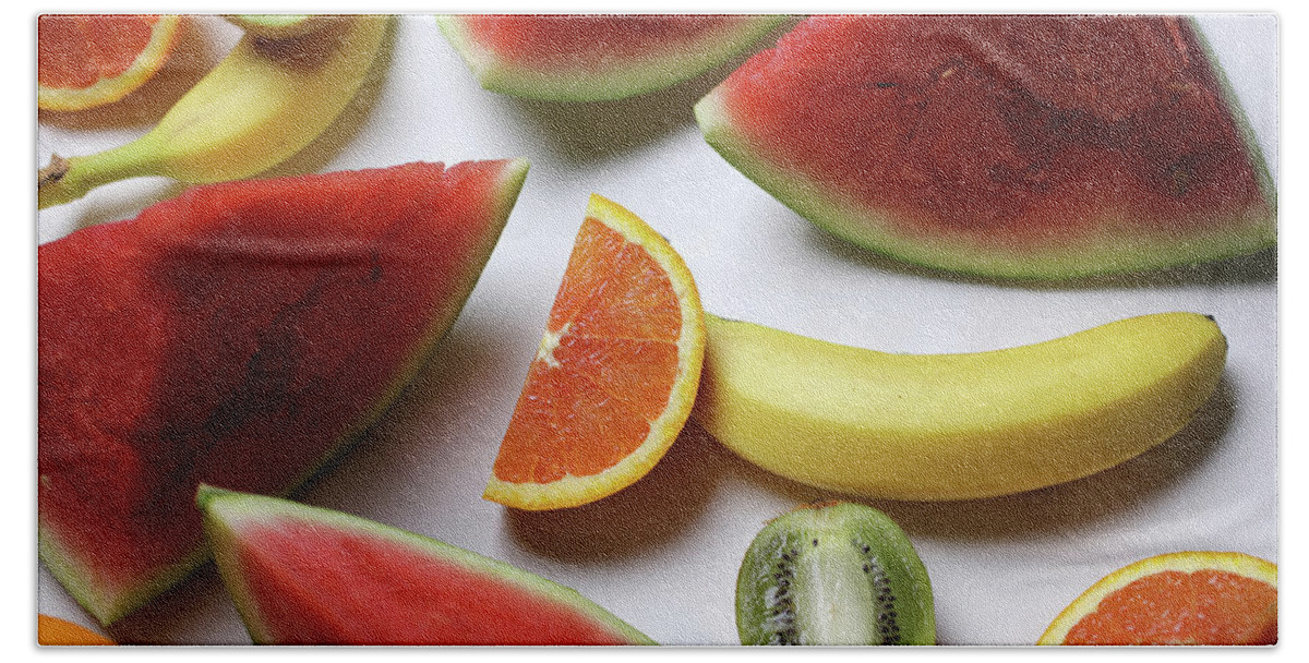 Kiwi Bath Towel featuring the photograph A Fruit Frenzy by K R Burks