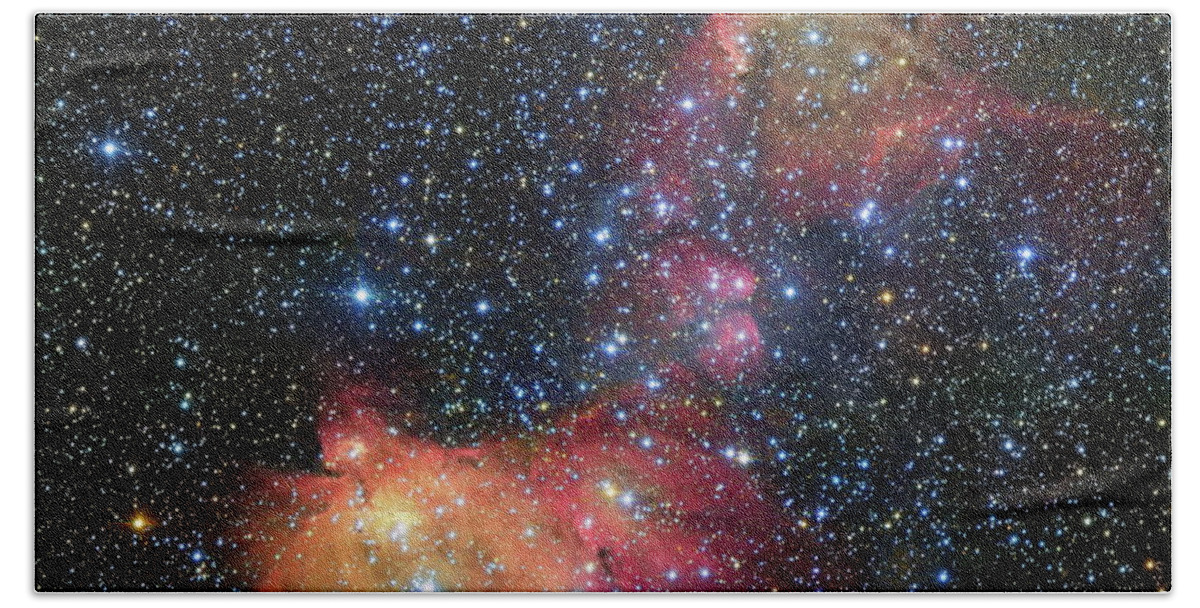 Eso Bath Towel featuring the photograph A Glowing Gas Cloud in the Large Magellanic Cloud by Eric Glaser