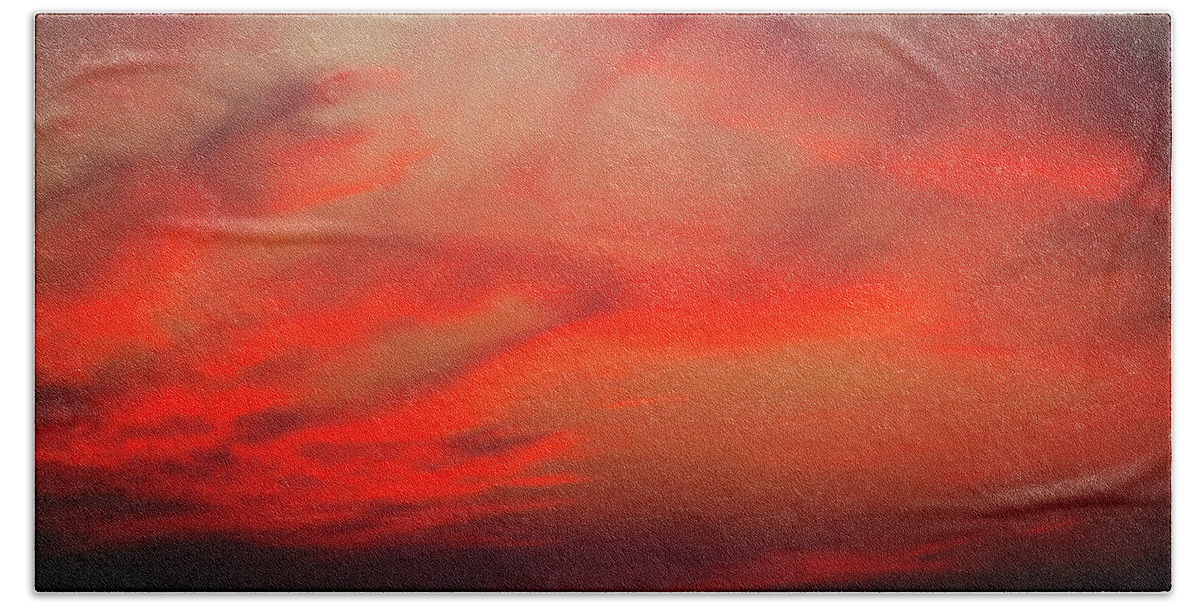 Adventure Bath Towel featuring the photograph a gorgeous sunset with luminous red clouds over the Yala Nationalpark by Gina Koch