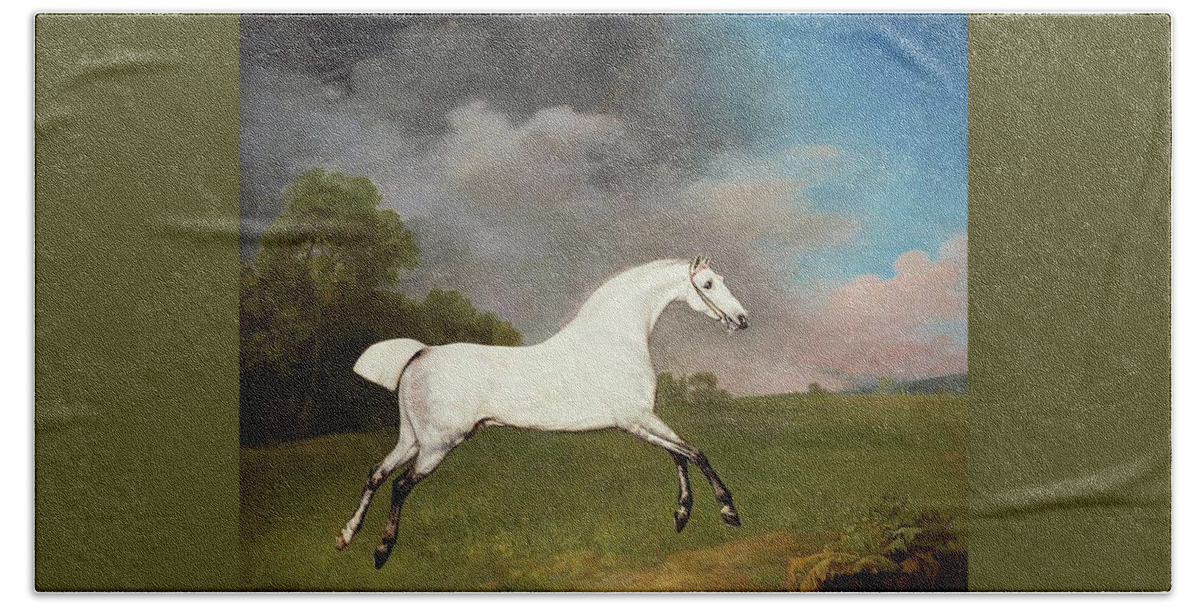 George Stubbs (1724-1806) A Grey Horse Signed And Dated 1793 Bath Towel featuring the painting A Grey Horse by George Stubbs