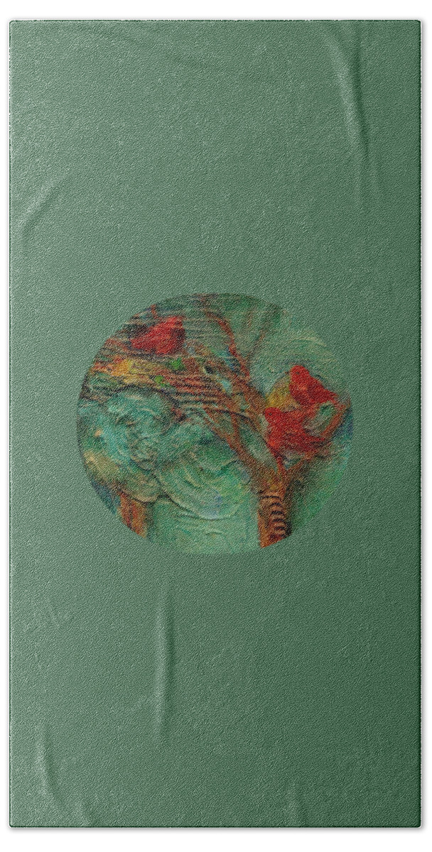 Whimsical Bird Painting Hand Towel featuring the painting A Home in the Woods by Mary Wolf