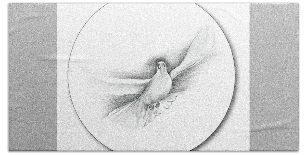Digital Art Bath Towel featuring the drawing A little peace - Thank you by Ian Anderson
