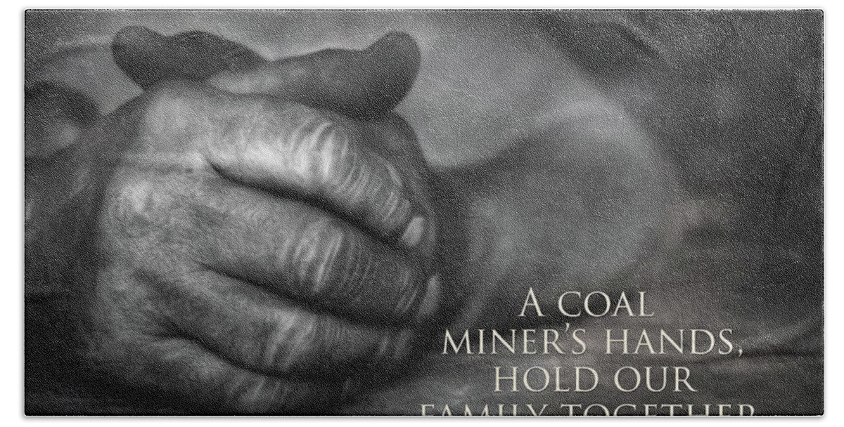 Coal Bath Towel featuring the photograph A Miner's Hands by Lori Deiter